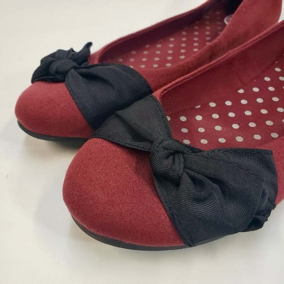 SO Authentic American Heritage Women’s Ballet Flats Size 9 Maroon w/ Black Bows - Picture 4 of 14